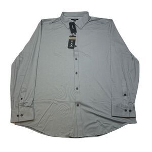 Alfani Alfatech Performance Shirt Mens XL Grey‎ White Yarn-Dyed Long Sleeve $60